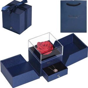 GiftBox, огърлица с подаръчна кутия и красива изкуствена роза